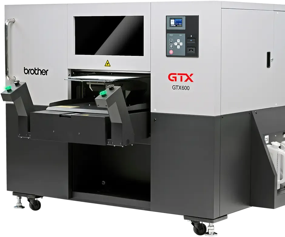Brother GTX600 printer with printed apparel
