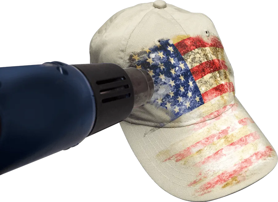 Drying a cap with a heat gun