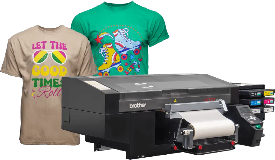 GTXpro Roll 2 Roll Printer with t-shirts