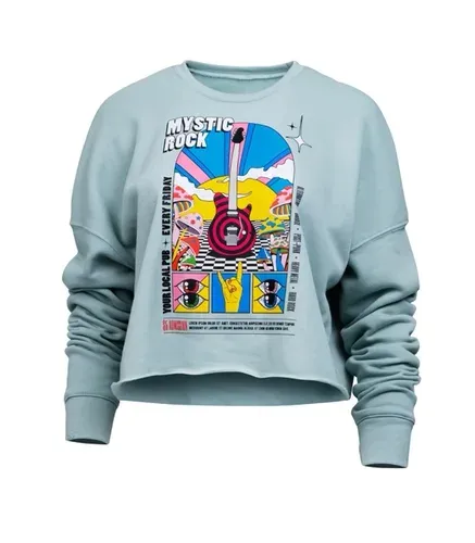 Light green cropped sweatshirt with a Mystic Rock festival poster printed with GTX300 printer